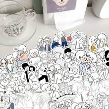 62 buah Stiker Garis Minimalis untuk Pasangan, Stiker Dekoratif Tahan Air, Cocok untuk DIY, Casing Ponsel, Tablet, Album Foto, dan Gambar Iseng Siswa - A - View 10