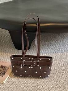 Niche, Design-Forward Polka-Dot Women's Shoulder Bag, Accented With A Vintage Biker-Style Belt Buckle. - Multicolor - View 9