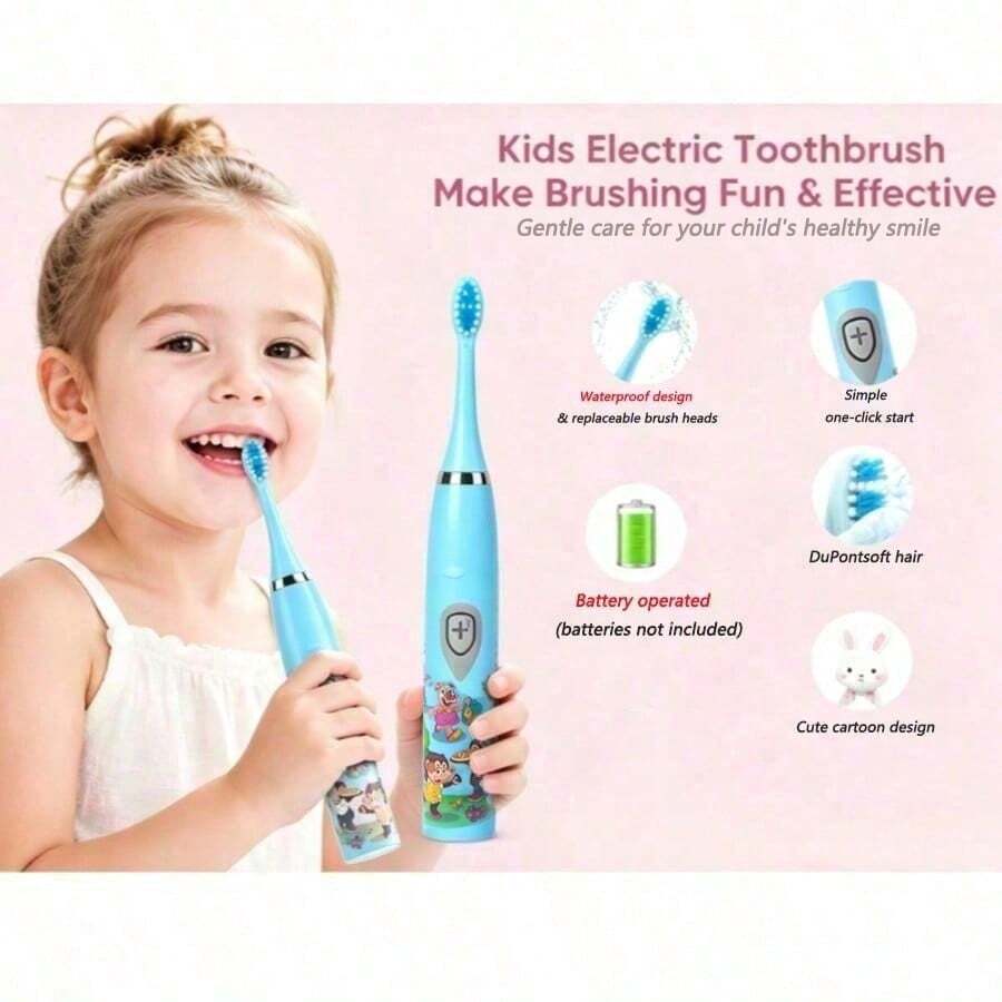 AXH. Electric Toothbrush Smart Cartoon Soft Bristle Toothbrush With Replacement Brush Heads - Multicolor - View 1