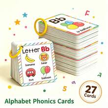 27pcs Alphabet Flash Cards Set, Double-Sided Cognitive Cards, Learn Colors, Animals And Letters, Suitable For Children To Practice Letter Pronunciation, Includes 26 Letters, Matching Words And Explanations, Ideal Back To School Supplies - Multicolor - View 4