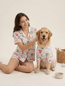 PETSIN Matching Dog And Onwer Pajamas, Breathable High Stretch Pet Rompers, Summer Protective Jumpsuit For Medium Large Dogs - Multicolor - View 1