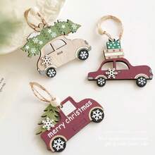 New Christmas Sleigh Reindeer Wooden Creative Small Ornament Light Hanging Decoration Christmas Festival Decor Gift - Multicolor - View 7