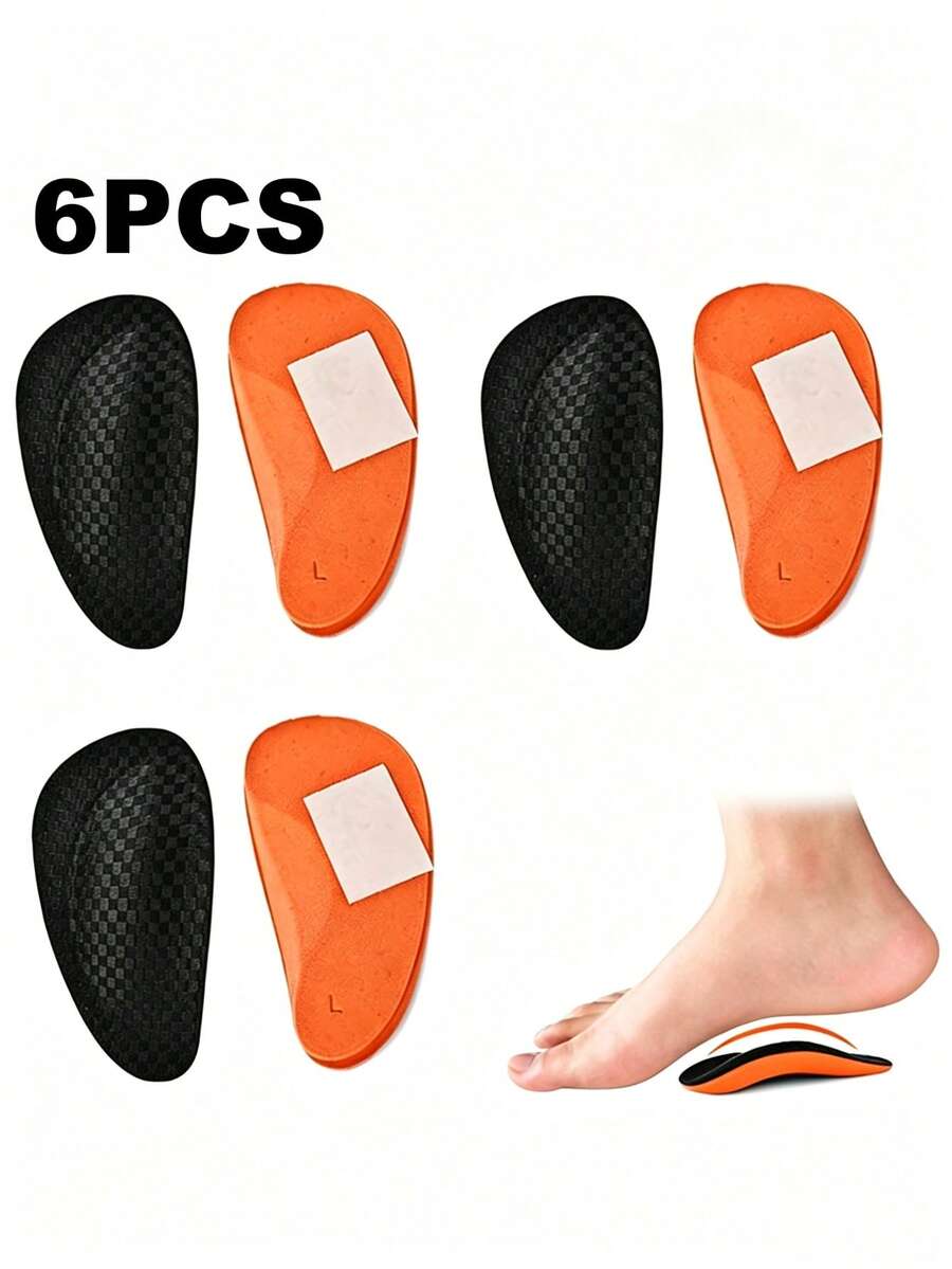 3 Pairs Unisex Sports Shock-Absorbing Half-Size Insoles, Soft & Bouncy Comfortable All-Season Shoe & Boot Accessories - Multicolor - View 1