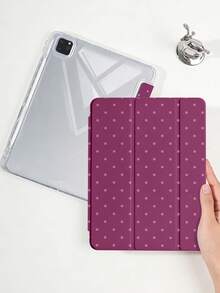 1件裝梅花波點平板保護殼，相容 iPad Mini6/Mini7/10.2/10.5/10.9 (Air4-Air8)/Pro 11/10th Gen/A16/Pro 11 2024，彩繪圖案平板保護套，全透明壓克力背殼，三折支架，自動休眠/喚醒，內置筆槽，不含筆，部分機型附相機框 - 彩色 - 查看 7