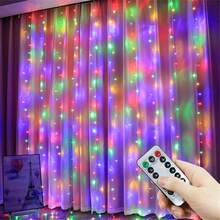 1PC Multicolor Curtain String Lights, LED Decorative Lights, Hanging Fairy String Lights, 8 Lighting Modes, For Wedding, Home, Bedroom, Outdoor, Wall, Garden, Party Decoration - Curtain Lights - View 4