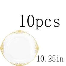 50/25/20/10pcs Lace Gold Rim Plates/Trays Set, 7.5 Inch/10.25 Inch Reusable Plates, Food Trays, Fruit And Snack Platters, Dessert And Salad Plates, Cheese And Candy Trays, Multi-Purpose Tableware For Parties, Weddings, Birthdays, Picnics, Holiday Events, Easy To Clean And Durable, Suitable For Elegant Home And Event Table Settings - White - View 20