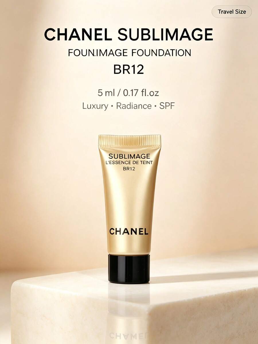 Chanel-5ml-Travel Size Luxury Essence Foundation BR12 Long-Lasting Coverage Oil Control Non-Smudging Natural Finish - 5ML-travel Size - View 1