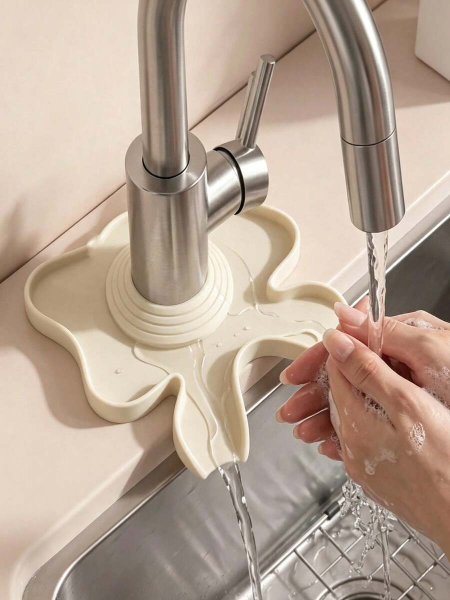 Faucet Drip Mat, Silicone Kitchen Countertop Splash‑Proof Mat, Non‑Slip Quick Dry Sink Protector Mat, Water Diverter Counter Mat For Kitchen, Bathroom Vanity, Laundry Room Sink - Multicolor - View 1
