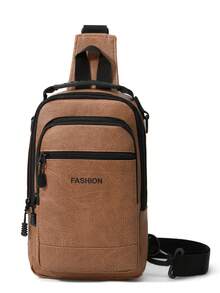 Men's Vintage PU Leather Chest Bag, Multi-Pocket Large Capacity Crossbody Shoulder Bag, Casual Handheld Chest Bag For School, Commute, Travel, Phone Storage - Multicolor - View 13