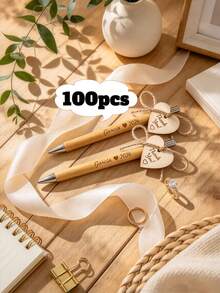 Personalized Wooden Ballpoint Pen With Heart-Shaped Bookmark Set, Customizable Engraving, Graduation Gift, Suitable For Graduates And Book Lovers - Sets - View 13