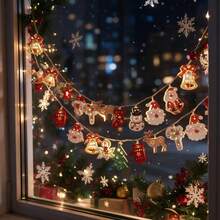 1-Pack 10-LED Christmas Decorative String Lights Featuring Santa Claus, Snowman, Christmas Tree, And Reindeer Motifs; Suitable For Decorating Christmas Trees And Creating A Festive Atmosphere For Home Windows-Perfect For Christmas And New Year Decor. - Christmas String Lights - View 4