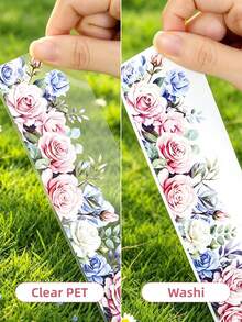 DANKUN 2M/Roll 100cm Romantic Floral Wide PET Tape Sticker Roll Crystal, 1200dpi High Definition Transparent Washi Tape, Suitable For Scrapbooking, Junk Journal, Planner, Stationery, DIY Handmade Decoration - Scrapbooking Sticker - View 5