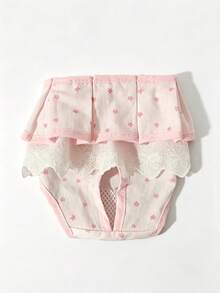 1pc/1pc+5pcs Disposable Diaper Set With Lace Cute Star Print Sanitary Pants Period Pants Anti-Harassment Pants Suitable For Small And Medium Cats And Dogs Pets - Baby Pink - View 9