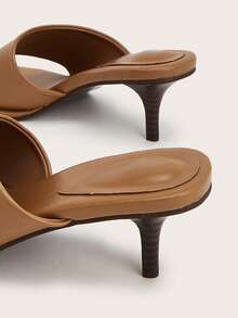 Women's Office Basic Burgundy Round Toe Closed Toe Slip-On Ultra High Heel Sandals - Brown - View 5