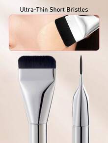 4pcs Makeup Foundation Mixing Set, Stainless Steel Makeup Mixing Palette, Circular Foundation Scraper, Flat Head Foundation Brush, Triangle Makeup Sponge, Professional Makeup Tools Suitable For Beginners, Makeup Artists, Daily Makeup, Party Makeup - Multicolor - View 2