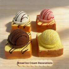 1pc Soft Squeezable Toy, Realistic Bread/Ice Cream/Cheese Shape, Stress Relief Squeeze Toy, Perfect Gift Toy - Multicolor - View 2