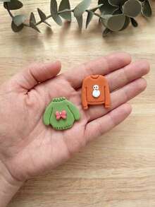 Sweater-Shaped Polymer Clay Cutters, 4Pcs Clay Mold, Winter Clothes Shape Cutter For Handmade Earring Jewelry DIY Craft Making - Pink - View 4