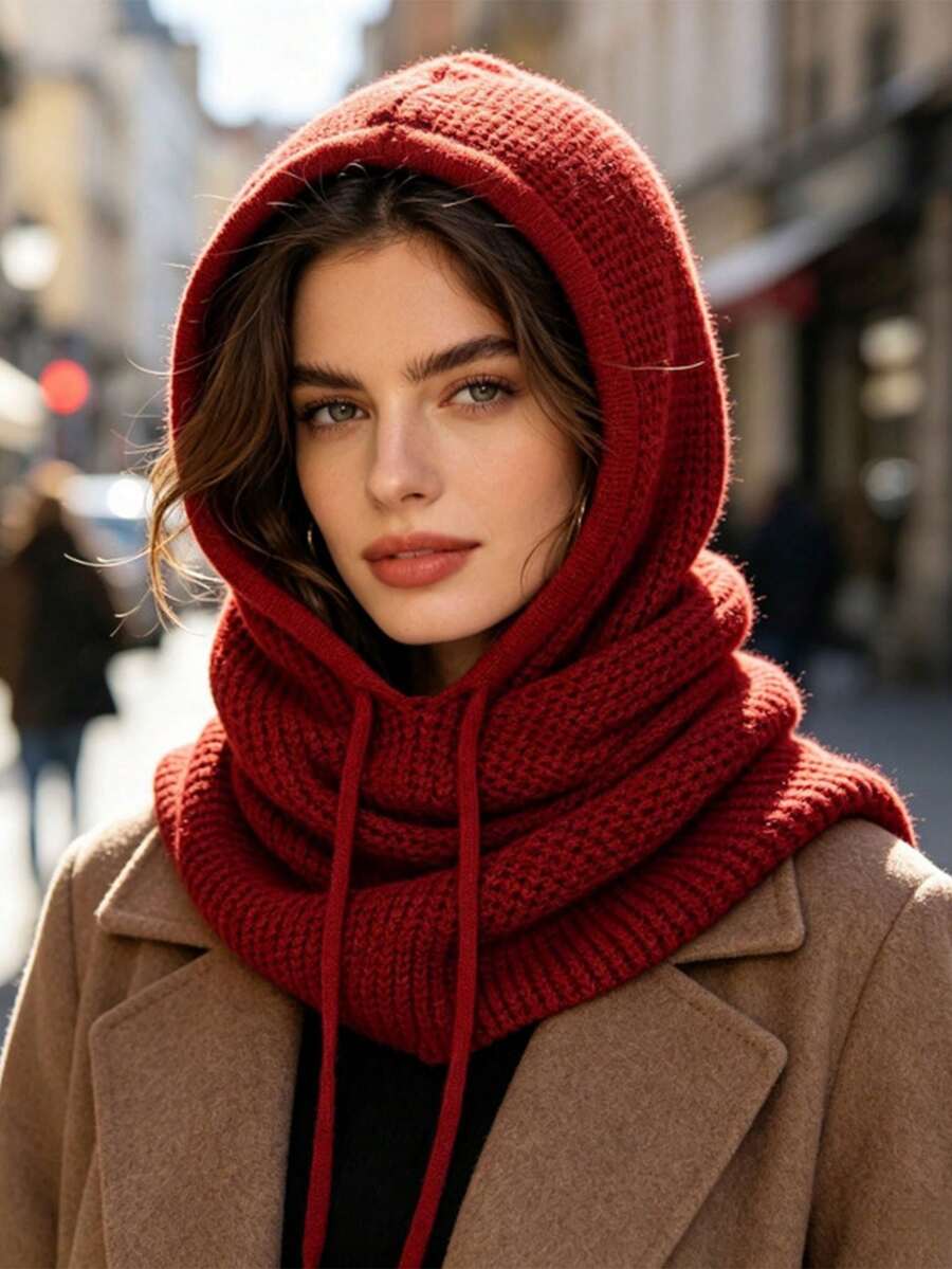 1pc Women's Autumn/Winter New Windproof Knitted Beanie Hat, Warm Balaclava Cap Suitable For Daily Outdoor Cycling Wear - Multicolor - View 1