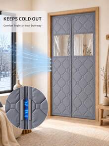 Magnetic Thermal Insulated Door Curtain With Visible Observation Window, Multi-Layer Insulation, Strong Magnetic Auto-Closing, No Drilling Required, Reduces Heat Loss, Suitable For Home, Basement, Commercial Store - Grey [with Viewing Window] - View 4