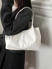 New Fashion Tote Bag, Popular This Year, Niche Japanese And Korean Style, Versatile, Large Capacity, Daily Commute Shoulder Bag For Women - White - View 2