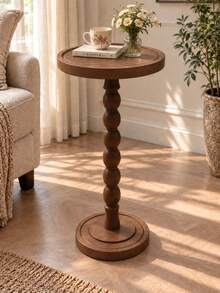 Ins Style Vintage Wooden Small Round Table Creative Tanghulu Bubble Leg Sofa Coffee Table (Sofa Side Table) Mini Coffee Table, Table, Round Table, Bedroom Nightstand, Small Apartment Living Room Corner Table Multi-Functional Storage Stand, Also Can Be Used As Service Desk - Multicolor - View 8