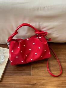 Bolso de hombro con cadena y decoración de lazo fruncido - Burdeos - Ver 9