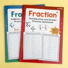 Lachilly 2 Books Children's Fraction Practice Workbooks, Math Exercise Books, Fraction Addition Subtraction Multiplication Division Worksheets, Home Education Learning Supplies - Multicolor - View 13