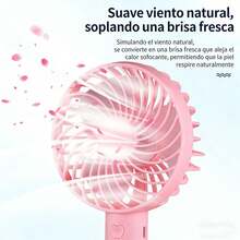 Ventilador de Mano Portátil Recargable USB, Mini Ventilador Eléctrico con 3 Velocidades, Silencioso, Base Desmontable, Ventilador de Escritorio para Viajes y Verano - Rosa Pálido - Ver 2
