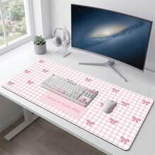 Extra Long Pink Bow Mouse Pad, Non-Slip Rubber, Office & Home Use, Gift For Friends, Back To School Desktop Accessory, Office Supplies, Multiple Sizes - A - View 1