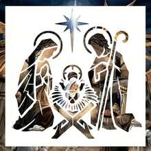 Reusable Christmas Stencil, - High-Quality PET Stencil, Suitable For Crafts, Wall Art, Furniture, Canvas - Special Virgin Star Design With Angel Image And Christmas Star - A - View 7
