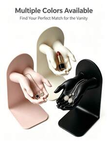 1PC Sculptural Hand-Shaped Vanity Storage Box, Matte Plastic Desktop Small Item Organizer, Decorative Jewelry Display Stand, Can Hold Earrings, Necklaces, Lipsticks, Vanity Desktop Decor Storage Rack - Multicolor - View 6