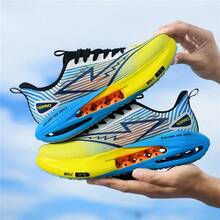 Unisex Speed Racing Running Sneakers Lightweight Thick‑Sole Breathable Sports Shoes Non‑Slip Strong Grip Shock‑Absorbing Outdoor Daily Trainers - Vibrant Orange - View 1