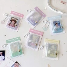 Ins Transparent Glitter Heart Angel Wings Pocket Mini Photo Album, 2 Inch Idol Card Collection Book, Bag Charm Card Holder - Multicolor - View 2