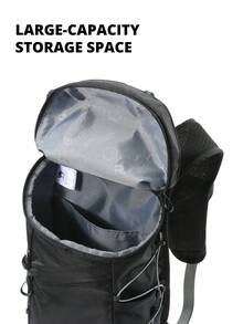 CAMEL CROWN Lightweight Outdoor Backpack, Breathable Portable Sports Hiking & Climbing Backpack - Dark Night Black - View 4