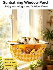 1Pc Cat Window Hammock With Storage Pocket, Suction Cup Mounted Hanging Cat Bed, Indoor Window Perch, 2 In 1 Sleep & Storage Cat Window Seat, Pet Hanging Bed For Cats Sunbathing Rest, Fit Small Medium Cats - one-size - View 7