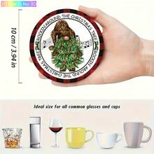 Christmas Best-Seller, Red & Black Plaid Christmas Round Coaster Set, Cartoon Gnome Santa Claus & Reindeer Print Heat-Resistant Mat, Suitable For Home Kitchen Dining Table Party, Creative Christmas Desktop Small Gift - PET Coaster LDX2878 - View 3