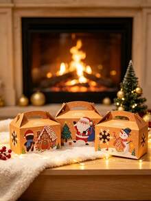 12pcs/Pack Party Gift Favor Boxes, Candy & Cookie Boxes, Christmas Paper Boxes, Christmas Party Decoration Boxes - View 5