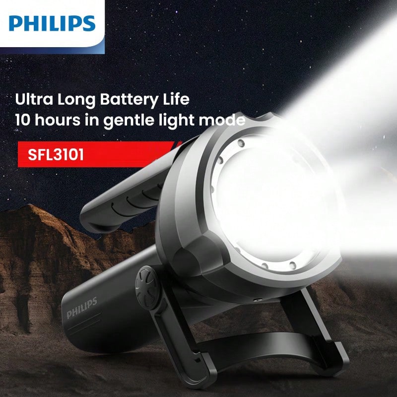 Philips Rechargeable Battery Flashlight, Ultra-Long Life, High Capacity, Portable Spotlight For Outdoor And Emergency Lighting
