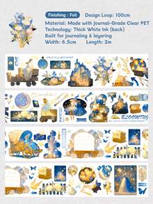 DANKUN 2m/Roll 100cm Wide Sky Fantasy Starry Magic PET Sticker Tape With Foil, 1200dpi High Definition Transparent PET And Paper Washi Tape, Suitable For Scrapbooking, Junk Journal, Planner, DIY Crafts, Gifts - Scrapbook Stickers - View 10