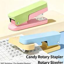 Small Square Sugar Stapler 360° Rotatable Office Stapler Morandi Handheld Stapler High-Value Home Use Center Stitching Stationery Gift - Multicolor - View 1