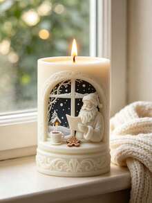 Resin Silicone Mold, Santa Claus Bedside Cylindrical Shape Mold With Santa Claus, Winter Window Sill Decor Tree Surround Design - Easy Release, Reusable For Handmade Aromatherapy Candles/Home Decor Crafts. Suitable For Plaster/Resin/Soap And Other Materials. Perfect Choice - Christmas Cylinder Mold - View 6
