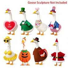 1-8 Sets Holiday Porch Goose Decor Outfit, All Season, Suitable For Valentine's Day, St. Patrick's Day, Easter, Summer, July 4th, Autumn, Halloween, Christmas - Lawn Porch Goose Costume For Yard And Garden Decoration (Goose Statue Not Included) - Type B - View 12