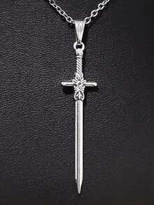 Personality Exquisite Sliver Color Knife Sword Pendant Stainless Steel Necklace For Women Men Gothic Punk Jewelry Accessory Gift - Silver - View 1