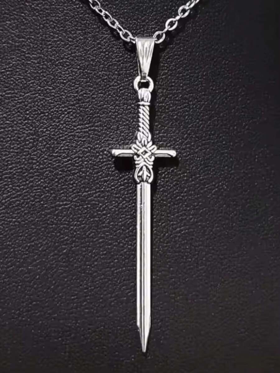Personality Exquisite Sliver Color Knife Sword Pendant Stainless Steel Necklace For Women Men Gothic Punk Jewelry Accessory Gift - Silver - View 1