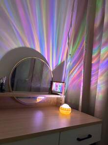 1pc 7-Color LED Northern Lights Projector Lamp - USB Atmosphere Light, With Remote Control, 7 Colors, Dreamlike Ambiance Light, Creates Cozy Bedroom Atmosphere, For Room Decor, Home Theater, Gift Decoration, Magic Projection Lamp Gift, Holiday Party - Multicolor - View 7
