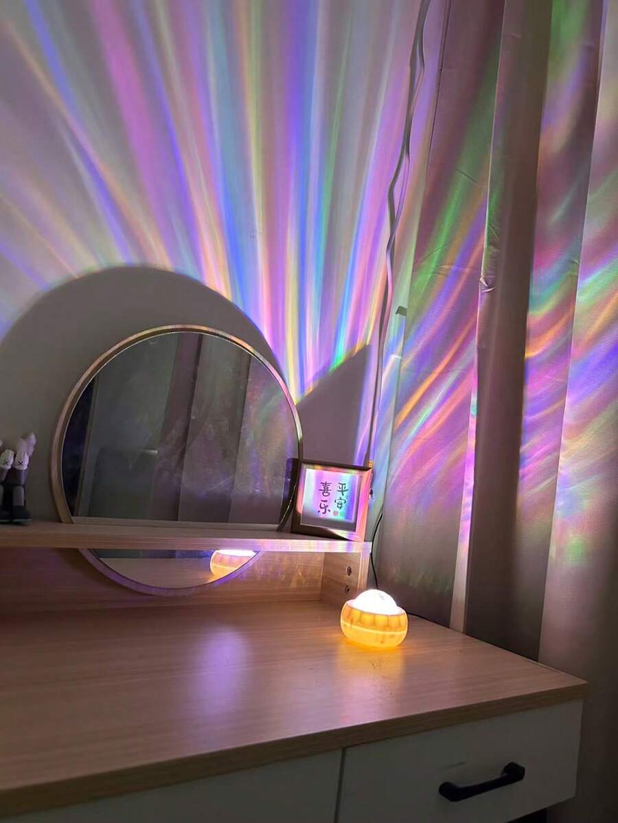 1pc 7-Color LED Northern Lights Projector Lamp - USB Atmosphere Light, With Remote Control, 7 Colors, Dreamlike Ambiance Light, Creates Cozy Bedroom Atmosphere, For Room Decor, Home Theater, Gift Decoration, Magic Projection Lamp Gift, Holiday Party - Multicolor - View 1