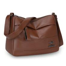 Men's Large Capacity Vintage Soft Leather One Shoulder Tote Bag, Casual Commute Multi-Compartment Versatile Crossbody Handbag - Multicolor - View 5