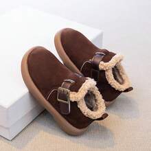 1 Pasang Sepatu Bot Pendek Musim Dingin Anak-Anak dengan Lapisan Termal, Tali Gesper yang Dapat Diatur, Hangat, Anti Selip, Serbaguna - Coklat - View 5