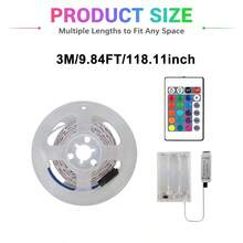 1 pieza Tira LED RGB autoadhesiva con control remoto de 24 teclas, luz ambiental cortable alimentada por batería para dormitorio, sala de juegos, boda, ventana & decoración DIY festiva (Baterías no incluidas) - Teclado de 24 teclas DCH - Ver 12