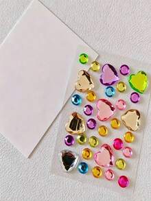 Sparkling Gem Stickers - Self-Adhesive Acrylic Gem Heart-Shaped Stickers For Valentine's Day. Can Be Used For Face Decorations, DIY Crafts, Music Festival Accessories, And More. These High-Quality, Easy-To-Apply Faux Rhinestone Stickers Are Ideal For Creative Projects And Perfect For Concert Decorations. - A - View 3
